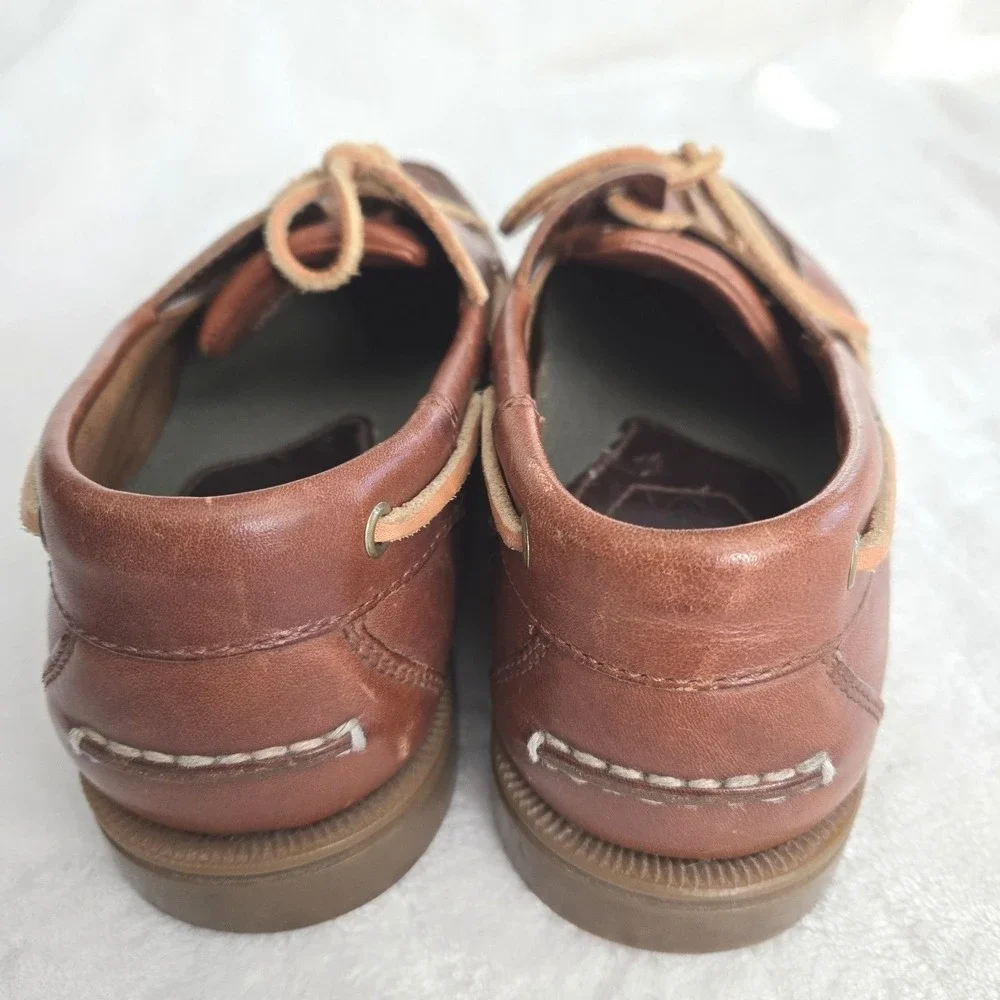 Frye-ROCKPORT Colab Mens Boat Shoes Size 9W‎ Leather Brown Rawhide Ties Nautical